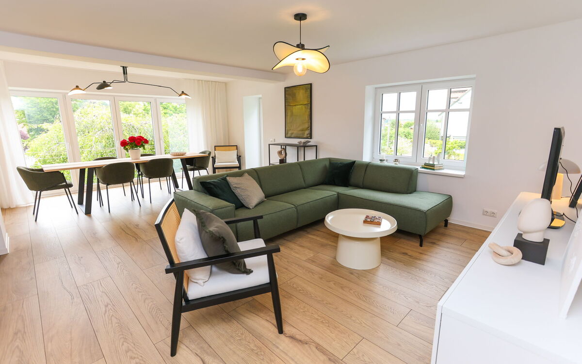 Wohnbereich im Waldgold Chalet Friedrichroda