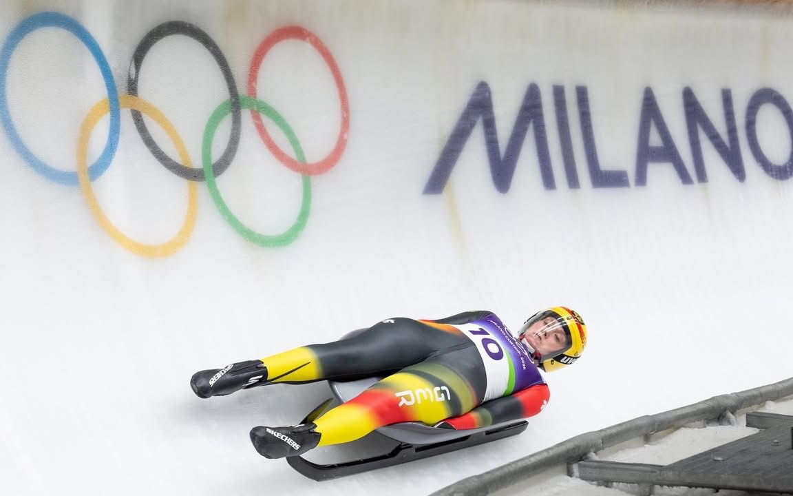 Rennrodler Max Langenhan im Eiskanal Olympia Cortina 2026