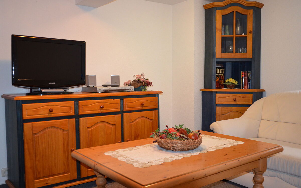 Wohnzimmer mit TV im Landhaus Machold